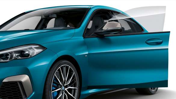 Kehyksettömät ovet, BMW 2-sarjan Gran Coupé F44 Kehyksettömät ovet, BMW 2-sarjan Gran Coupé F44 metalliväri Snapper Rocks Blue, ulkopuoli
