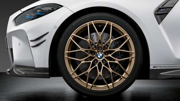 20"/21" taottu M Performance -vanne 1000 M Frozen Goldbronze, BMW M3 Sedan G80 2020 BMW M3 Sedan G80 2020, 20"/21" taottu M Performance -vanne 1000 M Frozen Gold Bronze, lähikuva
