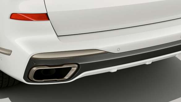 BMW X7 M -auto ja M Sport -pakoputkisto G07 2019 BMW X7 M -auto ja M Sport -pakoputkisto G07 2019, lähikuva perästä