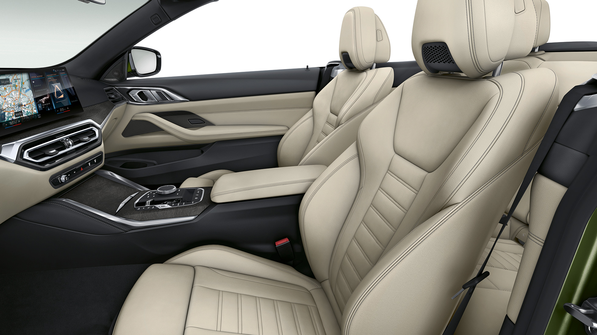 Urheiluistuimet BMW 4-sarjan Cabrio Business M Sport G23 2020 Urheiluistuimet, joissa Exclusive-nahkaverhoilu BMW 4-sarjan Cabrio G23 2020 Business M Sport sisätila
