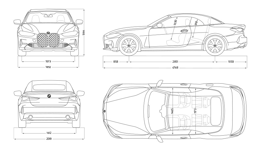 BMW 4-sarjan Cabrio 430i G23 2020 BMW 4-sarjan Cabrio 430i G23 2020 tietoluonnokset