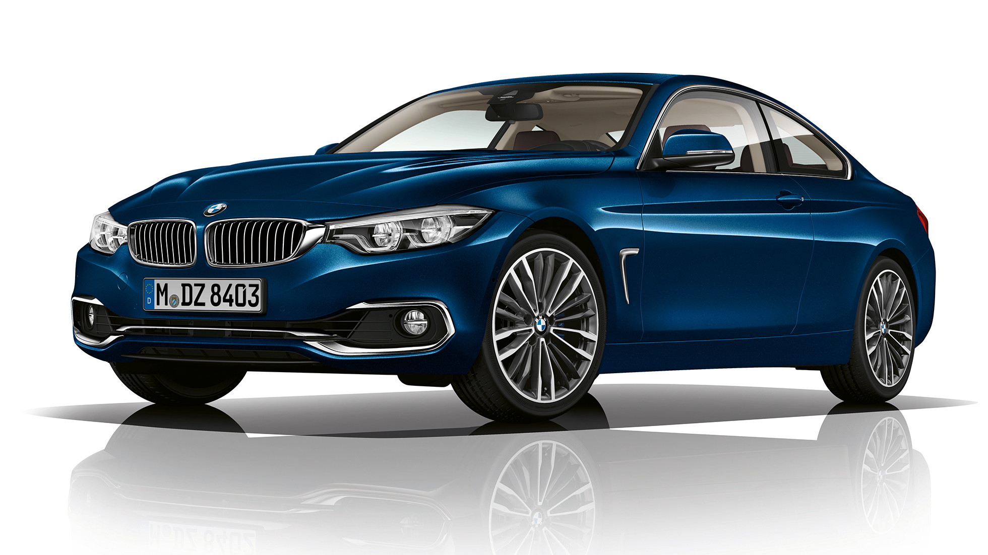 BMW 4-sarjan Coupé, Business Luxury kolme neljäsosan näkymä keulasta BMW 4-sarjan Coupé, Business Luxury, kolmen neljäsosan näkymä keulasta