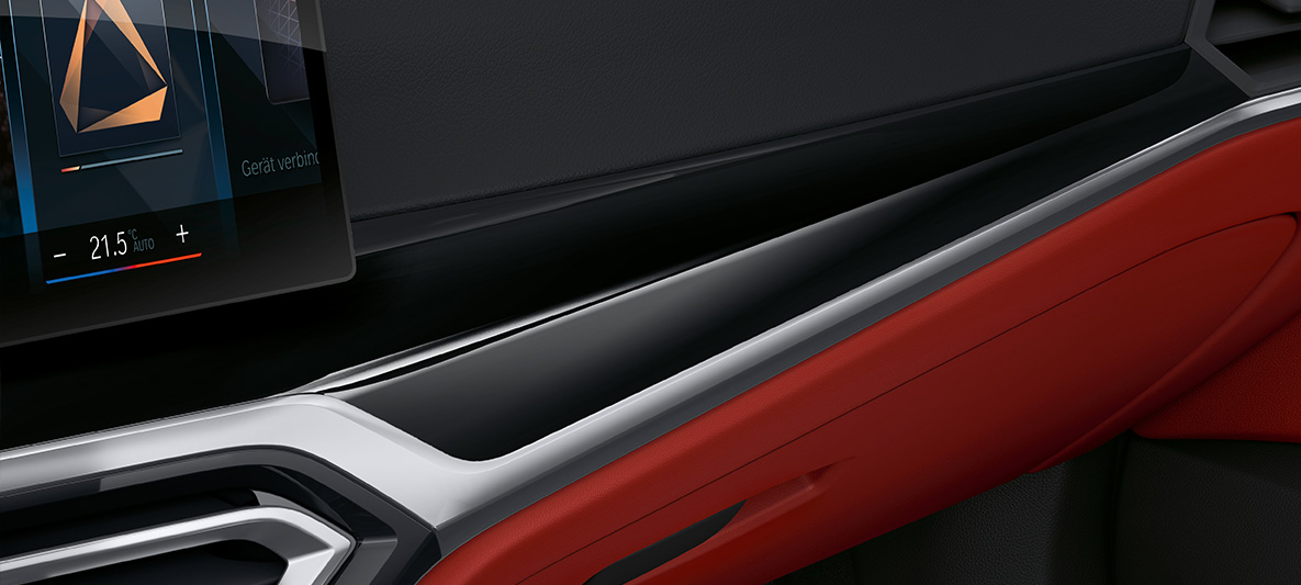 Sisäkoristelistat Piano Finish Black, BMW 4-sarjan Coupé G26 2021 sisätila BMW Individual -sisäkoristelistat Piano Finish Black BMW 4-sarjan Gran Coupé G26 2021, sisätila
