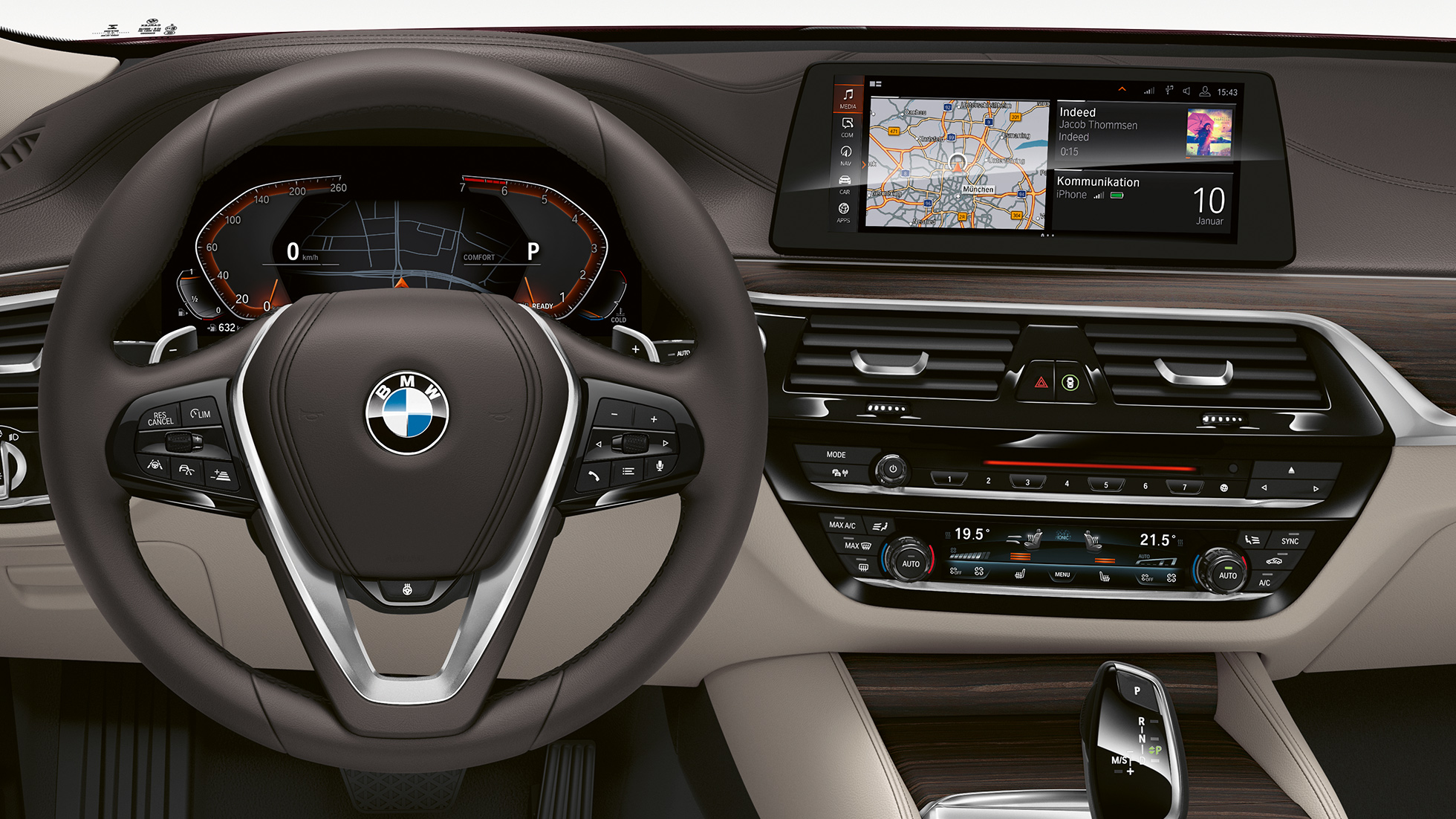 BMW 6-sarjan Gran Turismo G32, Business Luxury, ohjaamo Nahkainen urheiluohjauspyörä, BMW 6-sarjan Gran Turismo G32 2017, Business Luxury, ohjaamo