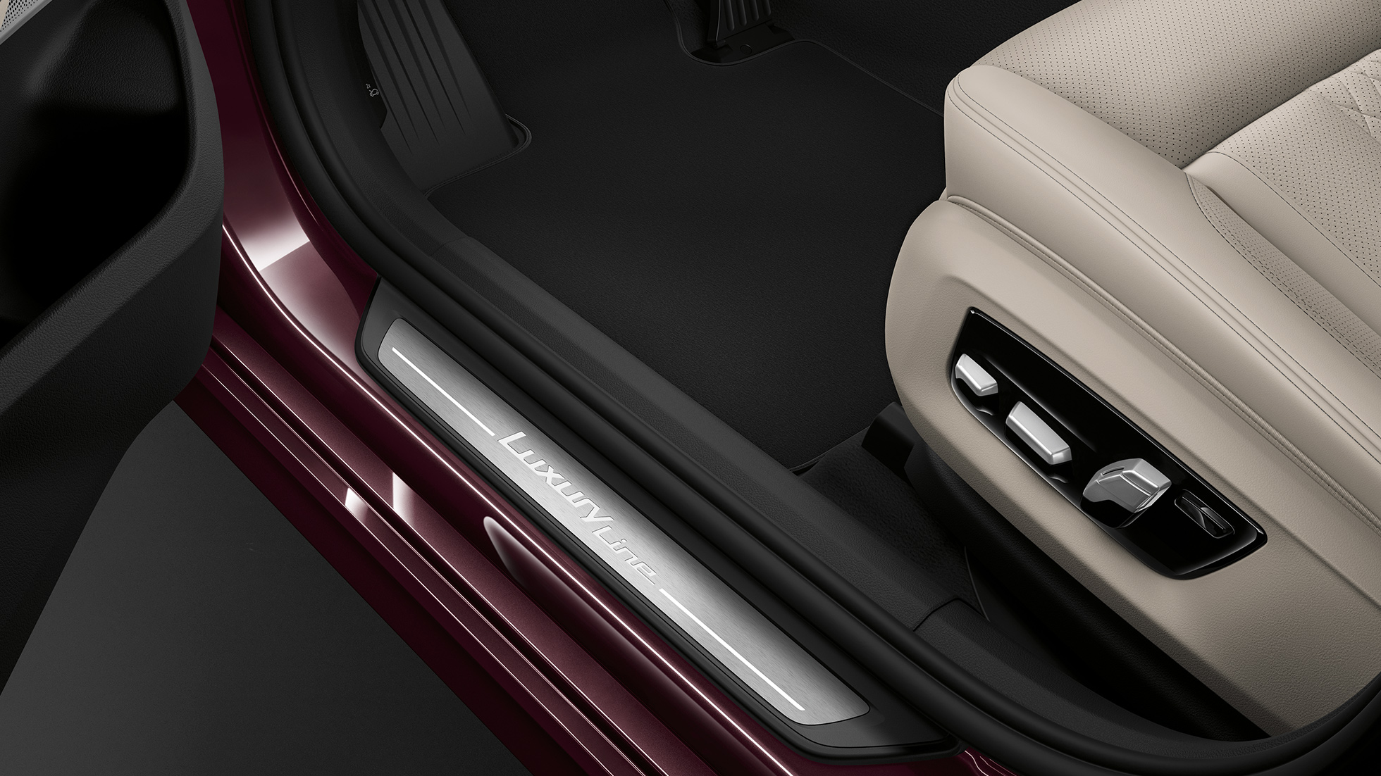 BMW 6-sarjan Gran Turismo G32, Business Luxury, kynnyslista BMW 6-sarjan Gran Turismo G32 2017, Business Luxury, Royal Burgundy Red, kynnyslista