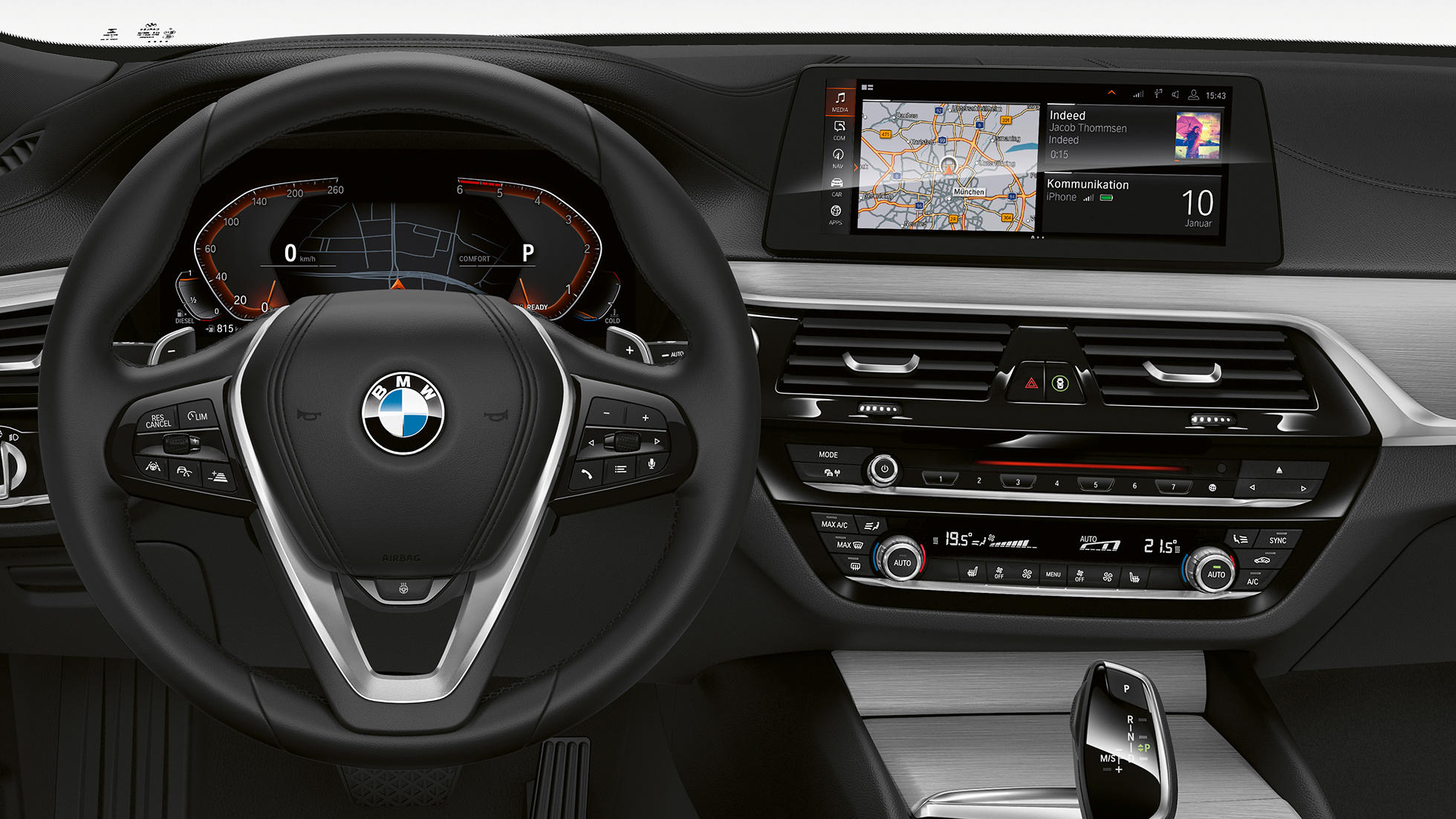 BMW 6-sarjan Gran Turismo G32, Sport Line, ohjaamo Korkeakiiltoiset mustat sisäkoristelistat, BMW 6-sarjan Gran Turismo G32 2017, Sport Line, ohjaamo