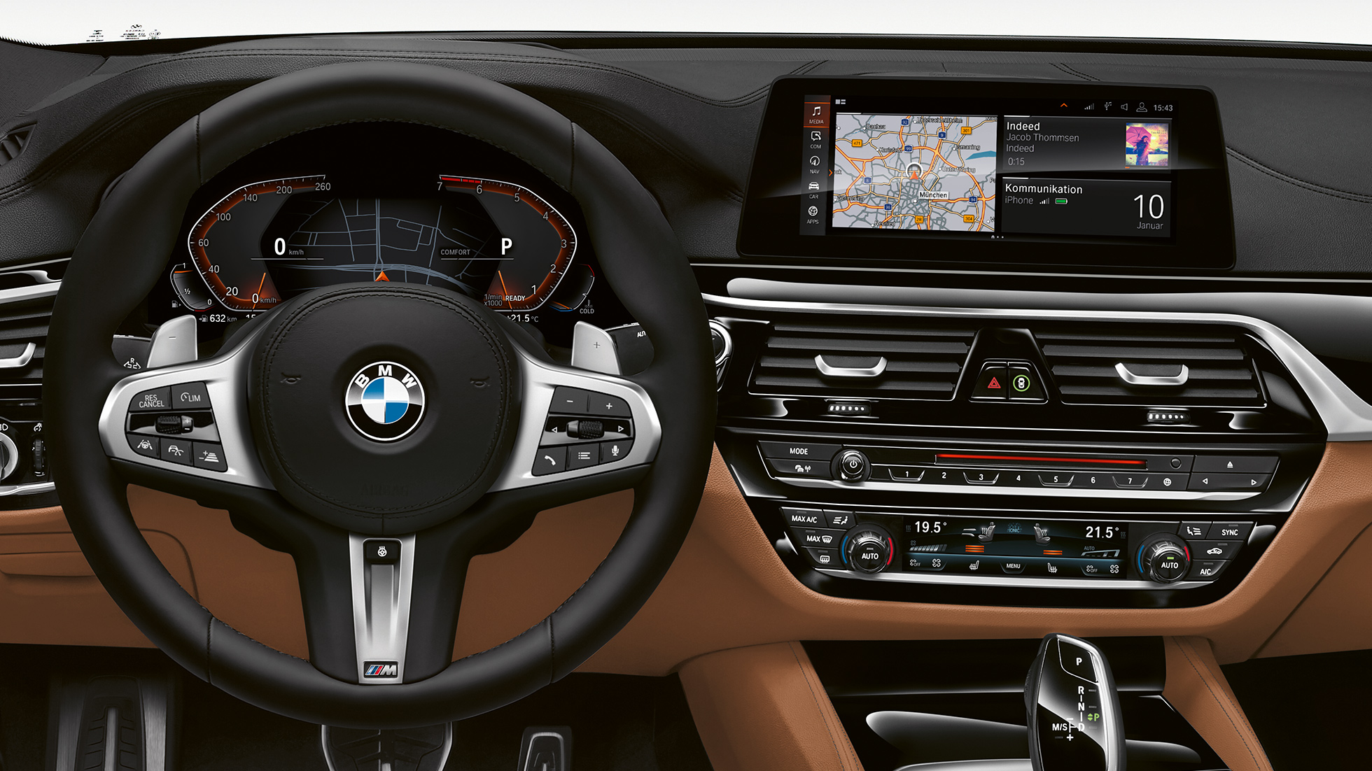 BMW 6-sarjan Gran Turismo G32, M Sport -paketti, ohjaamo Nahkainen M-ohjauspyörä, BMW 6-sarjan Gran Turismo G32 2017, M Sport -paketti, ohjaamo