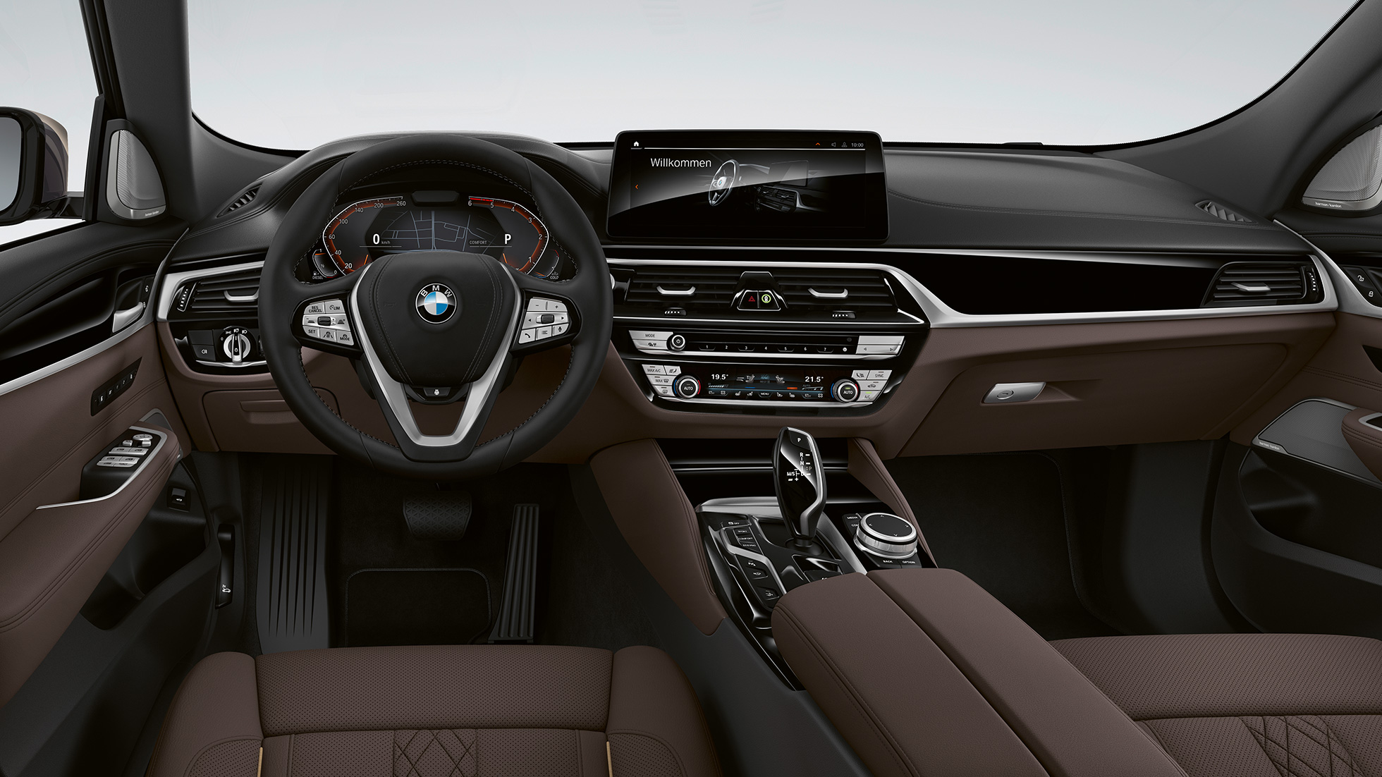Ohjaamo BMW 6-sarjan Gran Turismo Business Luxury G32 2020 BMW 6-sarjan Gran Turismo G32 640d xDrive 2020 Business Luxury Exclusive-nappanahka Mocca sisätila