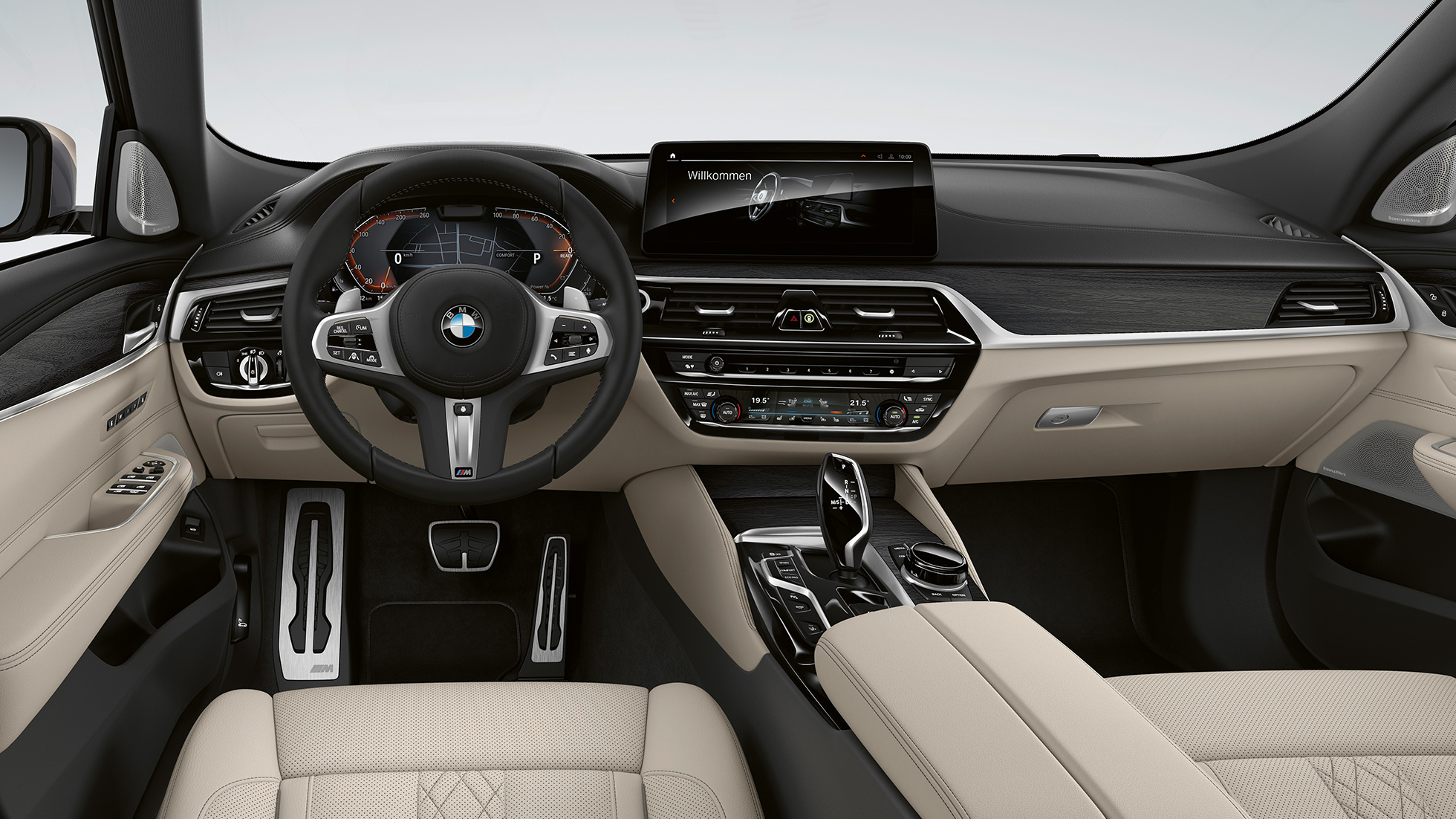 Ohjaamo BMW 6-sarjan Gran Turismo M Sport -paketti G32 2020 BMW 6-sarjan Gran Turismo G32 640i xDrive 2020 M Sport -paketti Ivory White -nappanahka sisätila