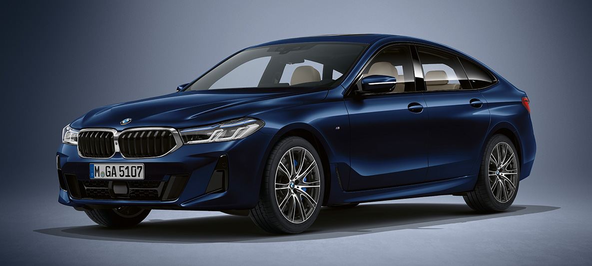 BMW Individual -ulkoväri metalliväri Tanzanite Blue BMW 6-sarjan Gran Turismo G32 2020 BMW Individual -ulkoväri Tanzanite Blue BMW 6-sarjan Gran Turismo G32 2020 kolmen neljäsosan etuosa pysähtyneenä