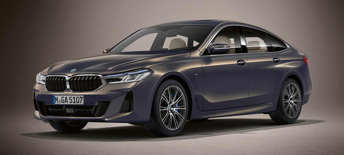 BMW Individual -ulkoväri metalliväri Alvite Grey BMW 6-sarjan Gran Turismo G32 2020 BMW Individual -ulkoväri metalliväri Alvite Grey BMW 6-sarjan Gran Turismo G30 2020 kolmen neljäsosan näkymä edestä pysähtyneenä