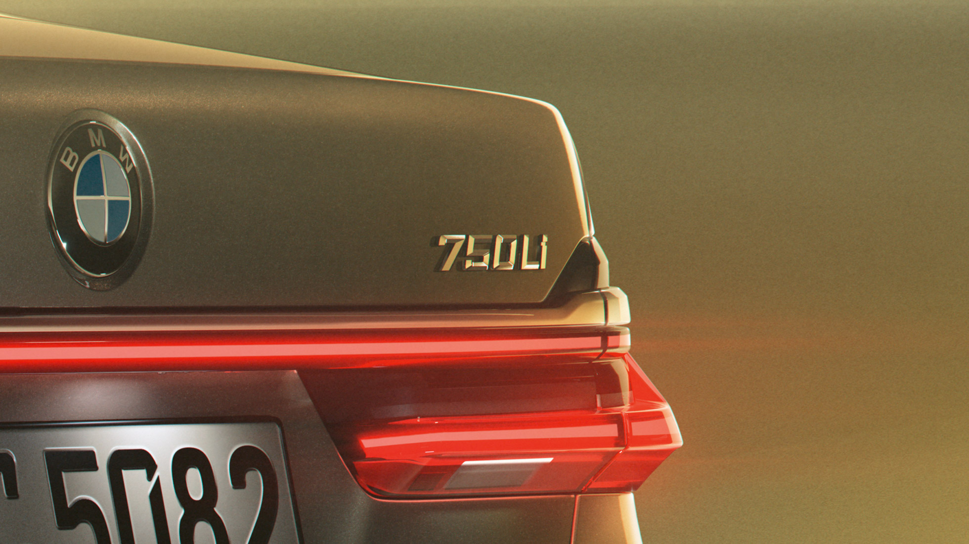BMW 7-sarjan Sedan 750Li-merkki BMW 7-sarjan Sedan: Lähikuva takaosan 750Li-merkistä