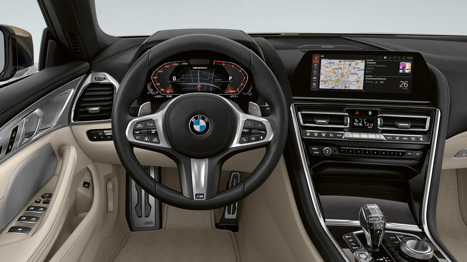BMW M850i xDrive, Dravit Grey -metalliväri, ohjaamo ja nahkainen M ohjauspyörä. BMW M850i xDrive, Dravit Grey -metalliväri, ohjaamo ja nahkainen M ohjauspyörä.