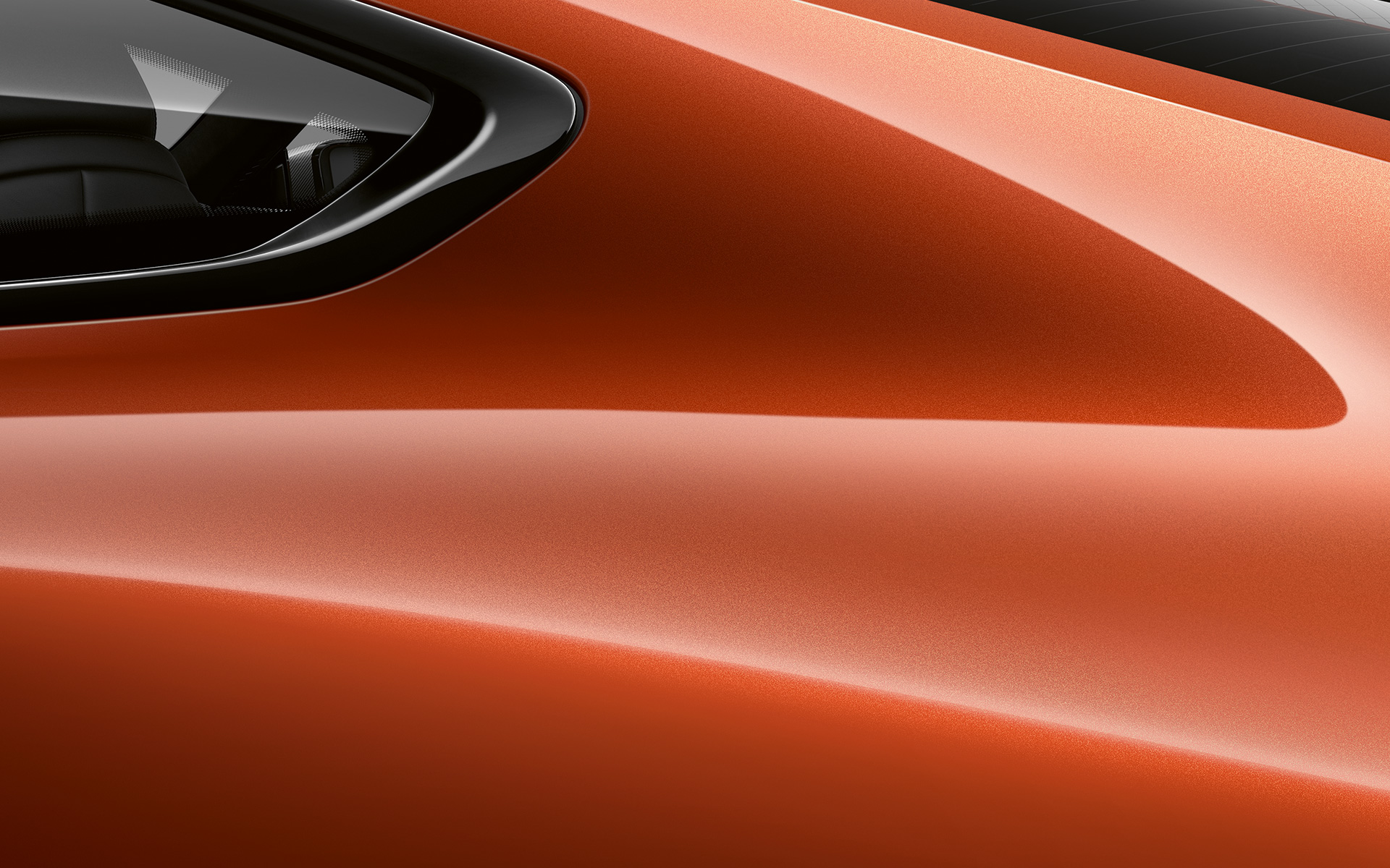 BMW 8-sarjan Coupé, lähikuva C-pilarista Lähikuva Sunset Orange -metallivärisen BMW 8-sarjan Coupén C-pilarista.