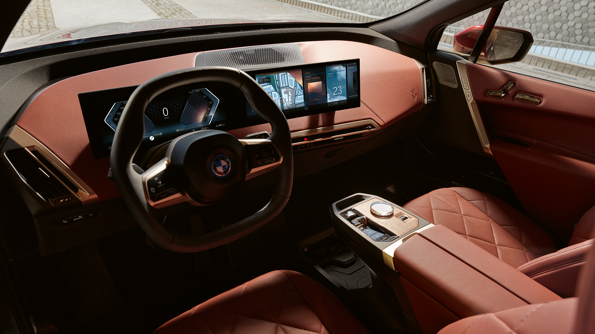 BMW iX interior Castanea BMW iX Aventurin Red i20 interior Castanea