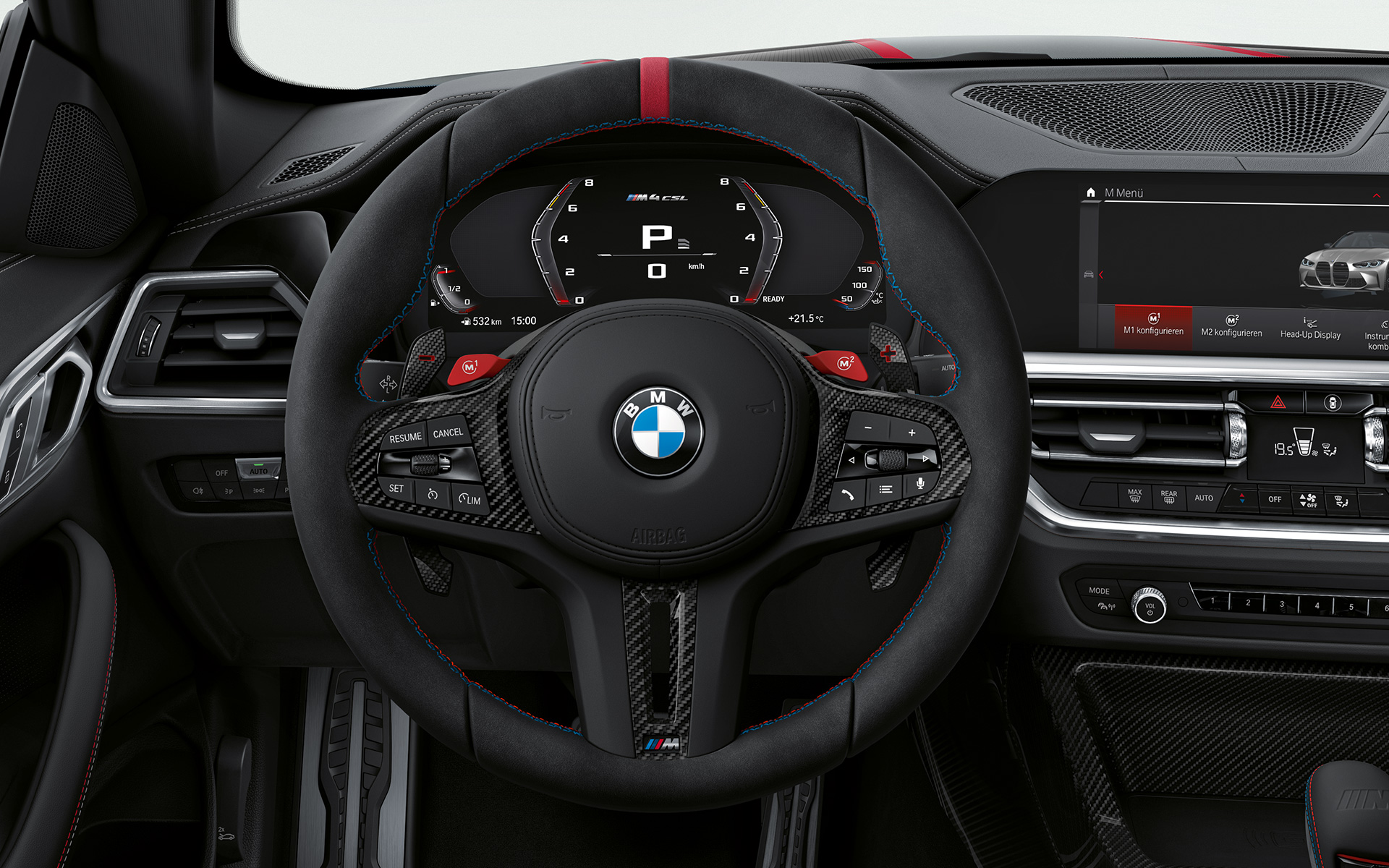 M Alcantara ohjauspyörä, BMW M CSL G82 BMW M4 CSL G82, sisätila, M Alcantara ohjauspyörä