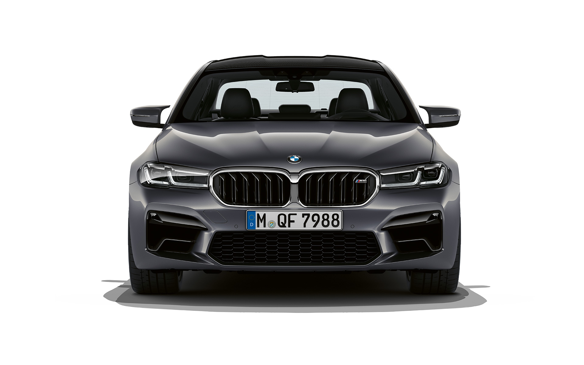 BMW M5 F90 LCI Facelift 2020 Brands Hatch Grey metallic, näkymä keulasta