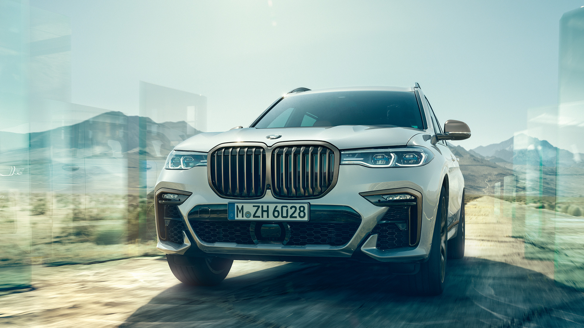 BMW X7 M50d, näkymä edestä BMW X7 M50d Mineral White, näkymä edestä, G07, 2019