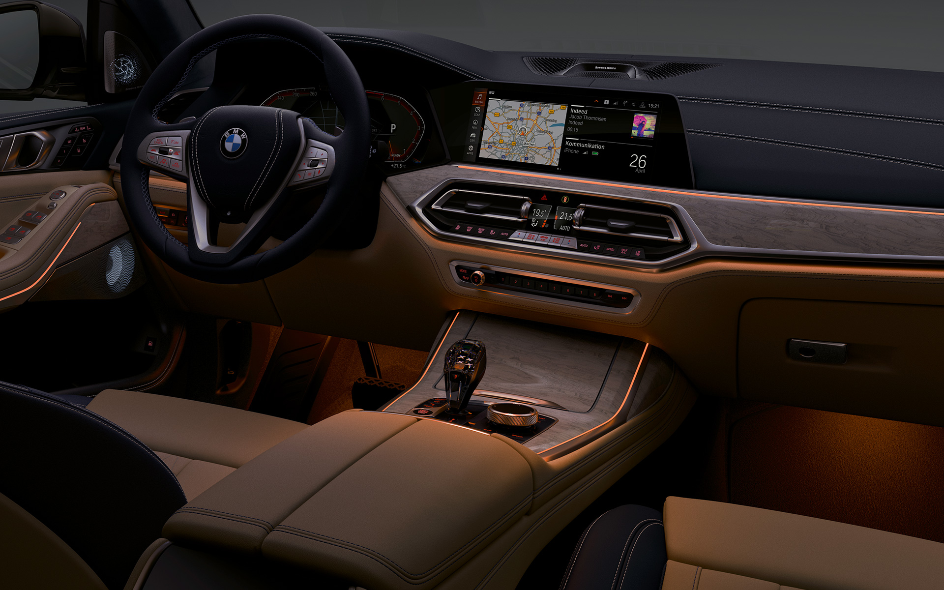 BMW X7 M50i M50d G07 2019 kojelauta, Ambient-tunnelmavalaistus BMW X7 M50i M50d G07 2019 kojelauta, Ambient-tunnelmavalaistus
