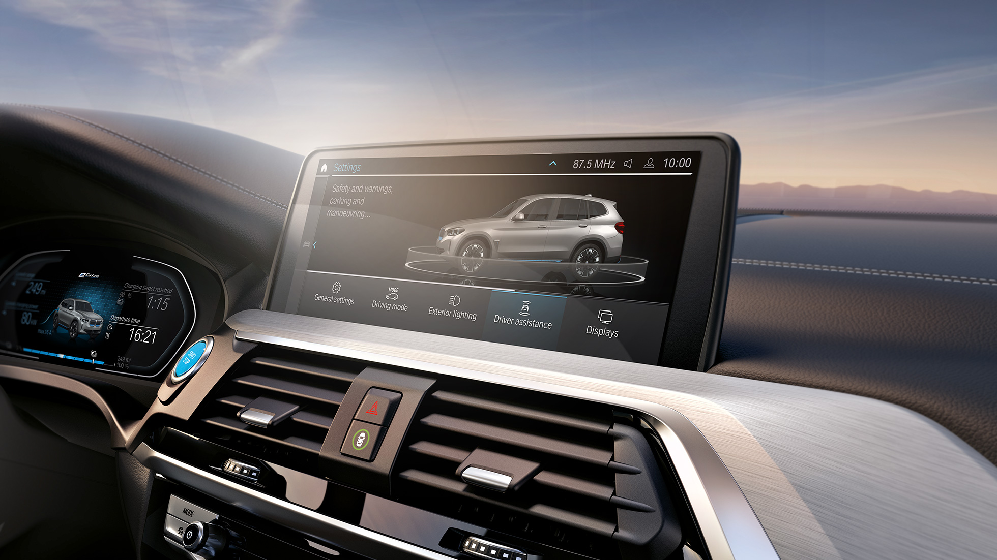 Kuljettajan avustinjärjestelmät, BMW iX3 G08, monitoiminäyttö, ohjaamo Kuljettajan avustinjärjestelmät, BMW iX3 G08 2020, monitoiminäyttö, ohjaamo