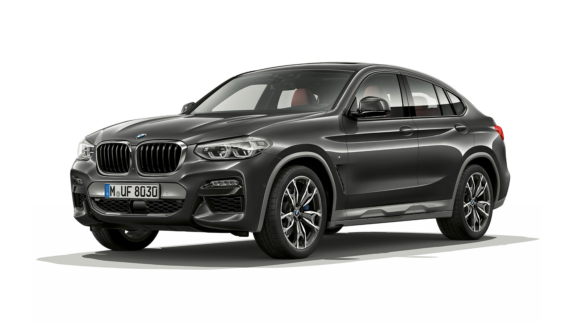 Kolmen neljäsosan näkymä etuosasta, BMW X4 Business M Sport X BMW X4 xDrive30i Business M Sport X G02 2018 Sophisto Grey Brilliant Effect, kolmen neljäsosan näkymä etuosasta