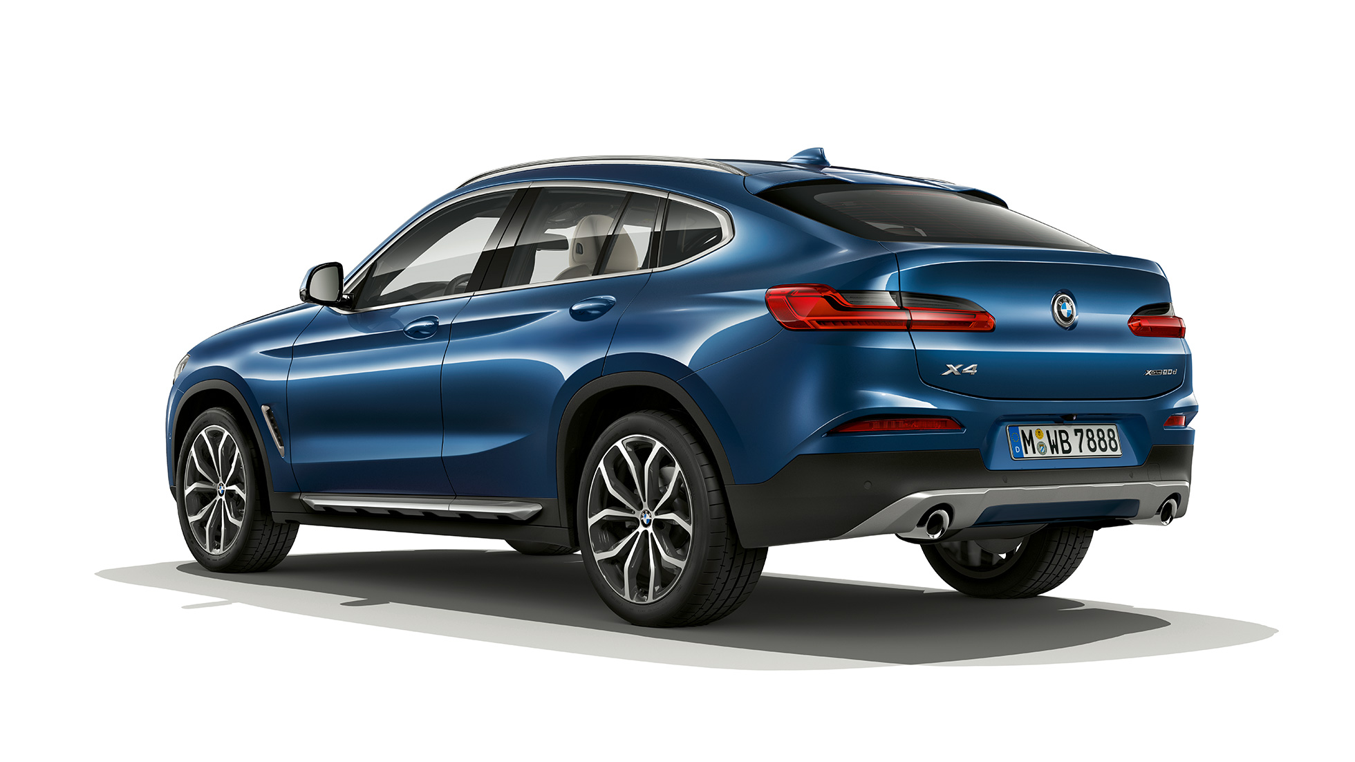 Kolmen neljäsosan näkymä takaosasta, BMW X4 Business xLine BMW X4 xDrive20d Business xLine G02 2018 Phytonic Blue, kolmen neljäsosan näkymä takaosasta