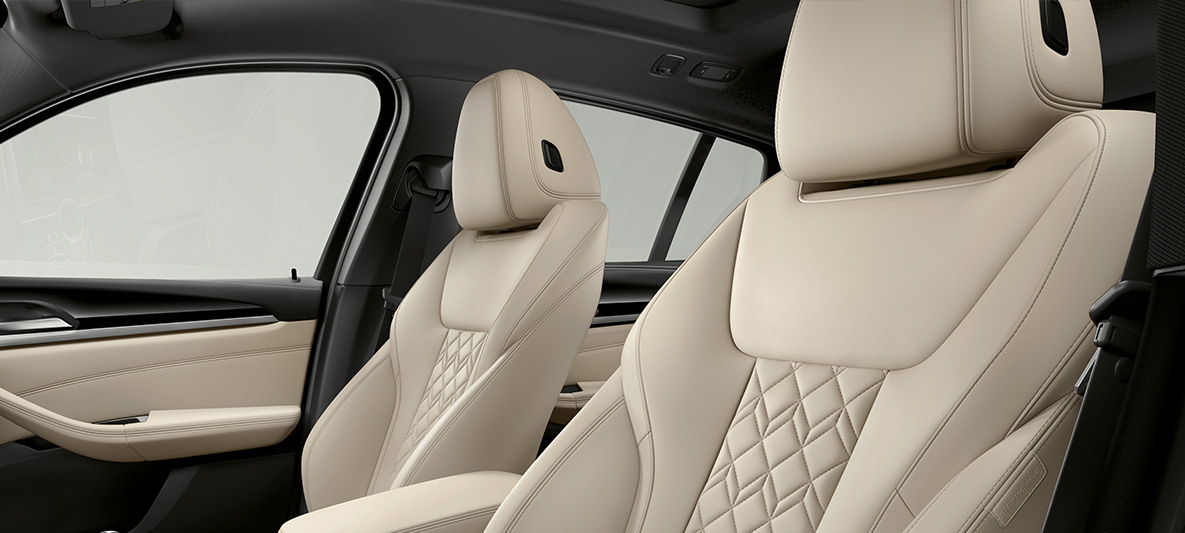 Laajennettu BMW Individual -nahkaverhoilu Merino, värinä Ivory White, BMW X4 Laajennettu BMW Individual -nahkaverhoilu Merino, värinä Ivory White, BMW X4 G02 2018, sisätila