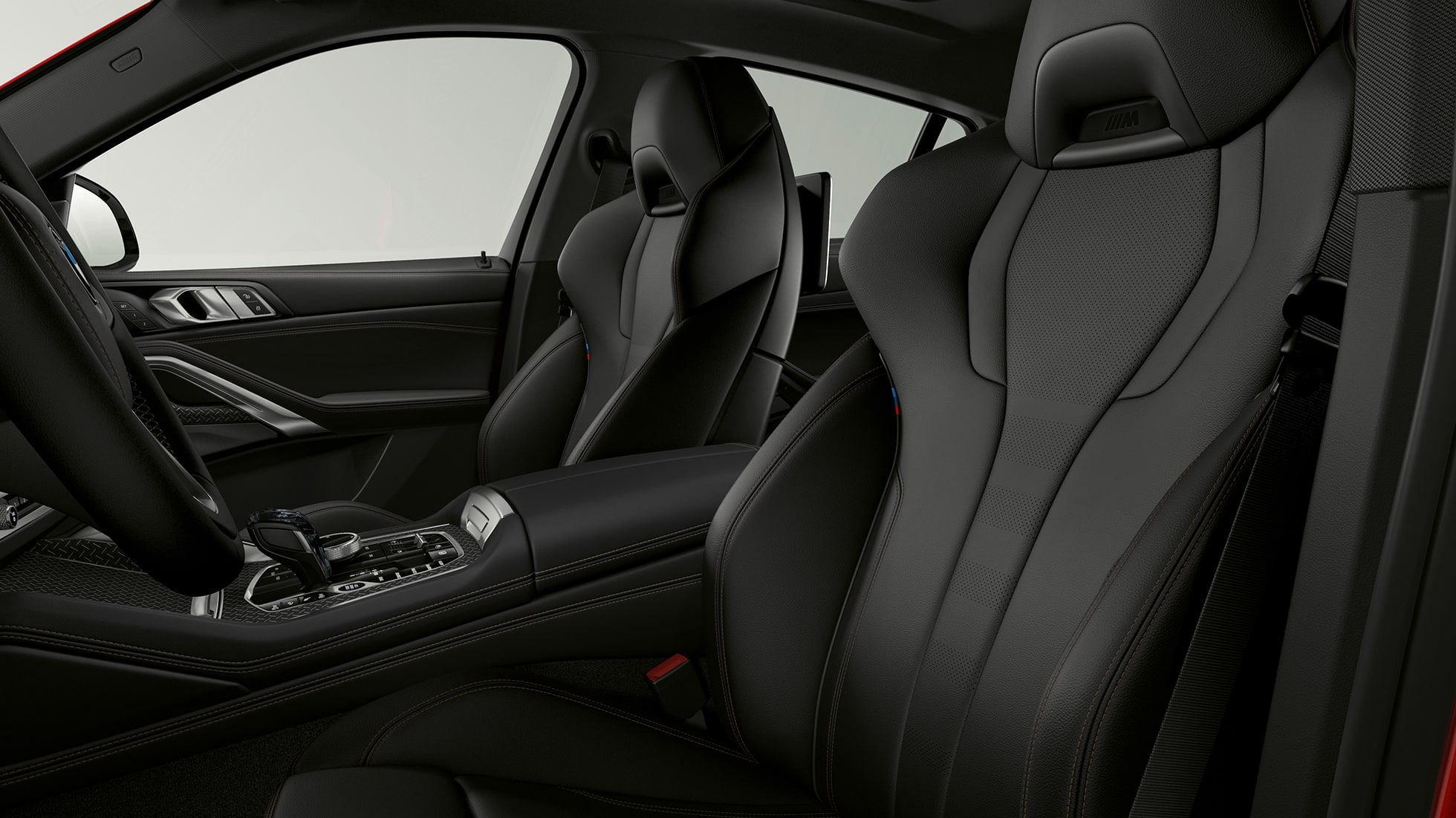 BMW X6, jossa BMW Business xLine, verhoilu. BMW X6, sisätila, jossa BMW Business xLine, kuva verhoilusta.