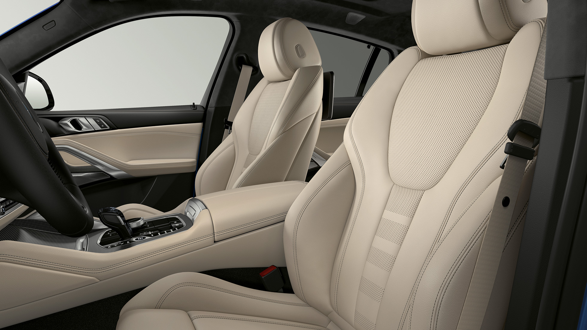 BMW X6, jossa M Sport -paketti, verhoilu. BMW X6, sisätila, jossa M Sport -paketti, kuva verhoilusta.