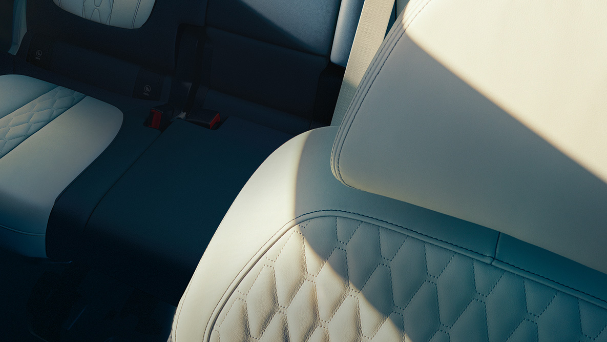 BMW X7:n nahkasisustus Lähikuva Merino-nahkasisustuksesta