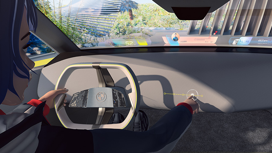 BMW i Vision Dee, interaktiivinen viestintä BMW i Vision Dee -visioajoneuvo, interaktiivinen viestintä
