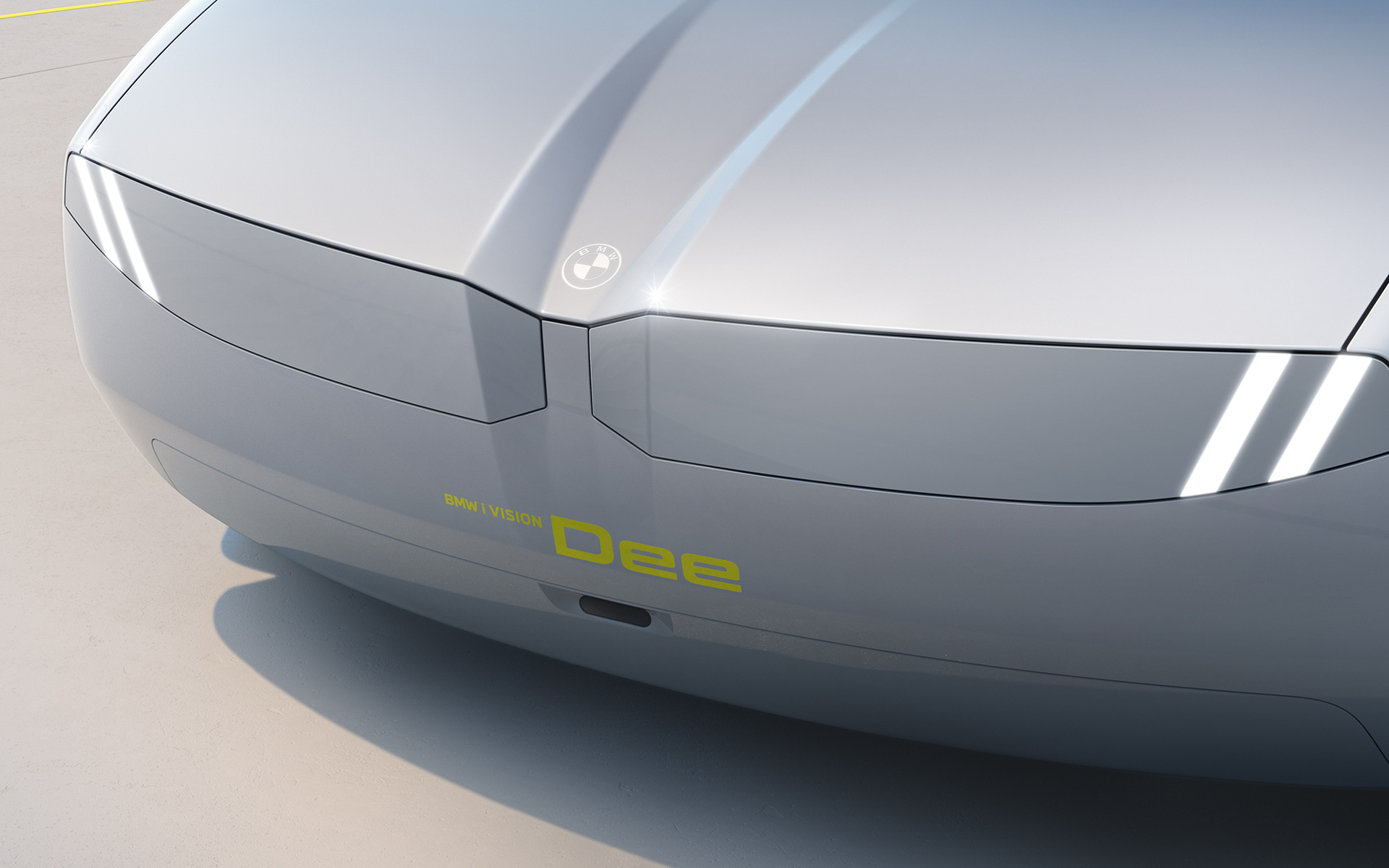 BMW i Vision Dee, ulkopuolen design, keula BMW i Vision Dee -visioajoneuvo, ulkopuolen design, keulanäkymä