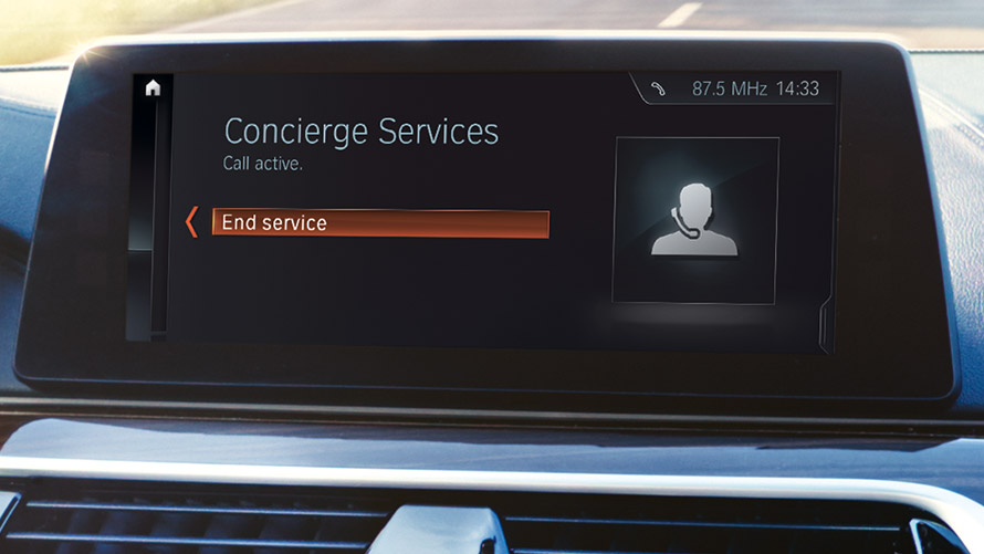 Concierge Service -palvelut (ei saatavilla Suomessa) Concierge Service -palvelut näytetään BMW:n näytössä