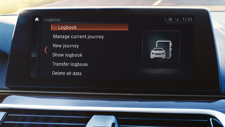 BMW Online -ajopäiväkirja (ei saatavilla Suomessa) BMW Online -ajopäiväkirja näytetään BMW:n näytössä
