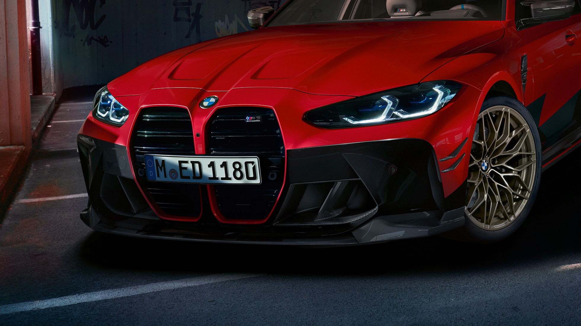 BMW M3 G80 näkymä edestä BMW M Performance -osat BMW M3 G80 näkymä edestä