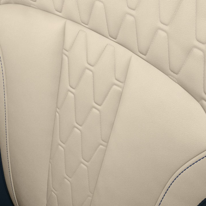 BMW X7, Design Pure Excellence -varustellun auton verhoilu Lähikuva Design Pure Excellence -varustellun BMW X7:n verhoilusta