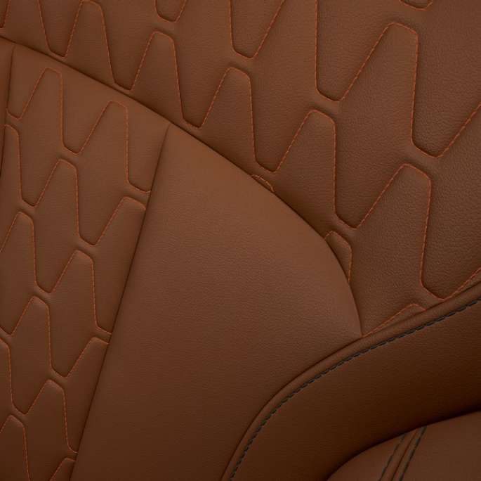 BMW X7, M Sport -paketilla varustellun auton verhoilu Lähikuva M Sport -paketilla varustellun BMW X7:n verhoilusta